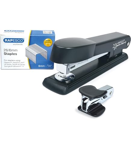 Q-Connect KF02292 Agrafeuse Avec Long Bras Noir - Robuste Et Précise Pour Bureau Et Maison