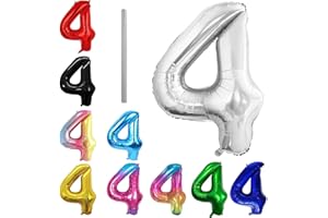 SHIXPIOV Geburtstag zahlen Luftballon 4 jahre-Silber XXL Jumbo Folienballon 40 Zoll – 101 cm Luftballons 4 Geburtstag Junge Mädchen Babyparty Geburtstagsdeko Jubiläumsparty Dekoration