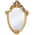 Funly mee 30×23 CM Antique Decorative Wall Mirror Gold Shield Shape (Small)