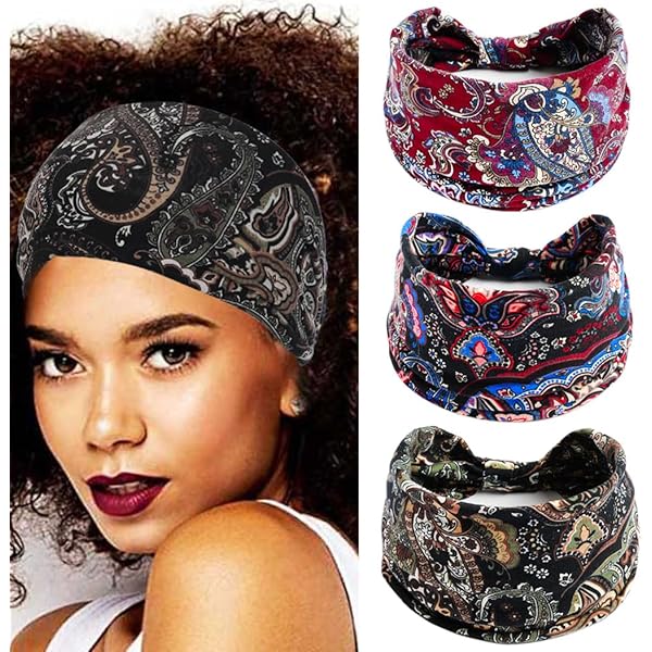 Fasce Per Capelli Con Paillettes Zoestar - Confezione Da 3, Elastiche, Per Yoga E Stile Bohémien - Foto 5