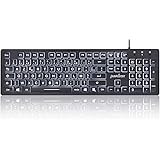 perixx PERIBOARD-317, Clavier Rétroéclairé Filaire USB pour Windows – Touches à Membrane avec Rétroéclairage LED Banc – AZERT