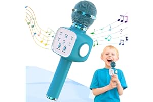 Koyigo Toys for 3-12 Year Old Boys, Karaoke Microphones for Kids Party Toys for 3 4 5 6 7 8 9 10 11 Year Old Boys Girls Gifts, Karaoke Wireless Microphone Toys for Teenage Birthday Gifts (Blue)