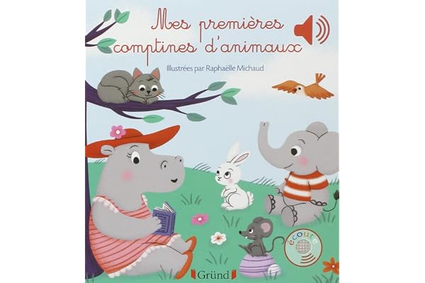 Mes premières comptines d'animaux – Livre sonore avec 6 puces – Dès 1 an