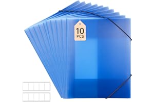 FRETONBA Cartelline con Elastico, Cartelline Portadocumenti 10 Pezzi, Cartelline Cartoncino, Cartelline 3 Lembi Materiale PP, Cartellina Portadocumenti a4 FTB