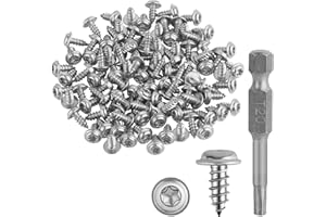 YONGQING 100 sztuk wkrętów samogwintujących ze stali nierdzewnej Torx ze stali nierdzewnej z 1 śrubokrętem sześciokątnym T20, śruby samogwintujące M4 x 10 mm, śruby ze stali nierdzewnej do produktów