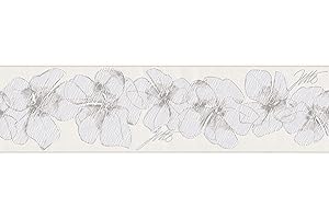 A.S. CRÉATION Livingwalls Bordüre Jette Joop Borte mit Blumen floral 5,00 m x 0,17 m braun grau weiß Made in Germany 959913 95991-3