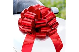 Zoe Deco - Big Car Bow - Metallic Red, 23 Inch - Round Shape Giant Car Bow for Birthday, Christmas, Wedding Reception, Surprise Party - Large Gift Wrapping for Huge Present