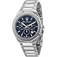 Maserati Stainless Steel Stile Chronograph|Date Analog Dial Color Blue Men Watch - R8873642006, Silver Band
