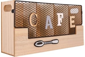 Gruppo Maruccia - Contenitore per Capsule Caffè da Tavolo o Parete - Portaposate in Legno Decorato - Organizer per Utensili da Cucina