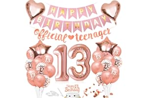 Bluelves Balloon 13th Birthday Rose Gold, Decoration 13th Birthday, Birthday Decoration 13 Year, Giant Foil Balloon Number 13, Happy Birthday Garland 13