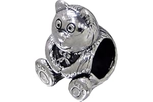 Silvadore - Silver Bead - Teddy Bear Cute Play Toy Smile Face - 925 Sterling Charm 3D Slide On 541 - Fits European Bracelet - Gift Boxed