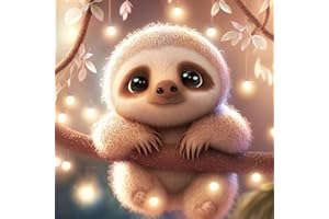 AIRDEA Kit per pittura a mosaico 5D con bradipo per adulti e principianti, kit completo fai da te con bradipo, kit fai da te per bambini, kit per pittura con diamanti in stile cartone animato con