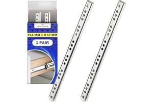 1 Coppia Guide per Cassetti con Cuscinetti a Sfera 214 mm x H 17 mm - Telescopiche Guide Cassetti Scorrevoli Hanno Un'estensione Parziale di 134 mm - Garanzia di 10 Anni - MONTERAL