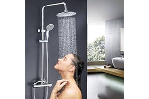 VOLTGY – Kolumna prysznicowa termostatyczna ze słuchawką ręczną i uchwytem. Ze stali nierdzewnej.