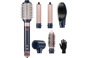 6 in 1 Flexstyle Hair Styler, NDLTER High Concentration of Negative Ions Hair Dryer, Blow Dryer Brush, Straightening Brush, Curling lron, Round Brush for Fast Drying Curling Straightening & Smoothing