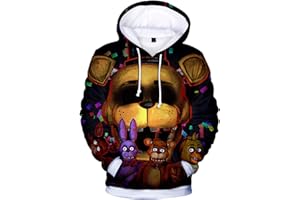 ANJINGUANG FNAF Felpa con cappuccio per bambini Adulti 3D stampato Five Nights at Fre-ddy Hoodies Nightmare Fre-ddy Costume Pullover Felpa per Ragazzi Ragazze 100-150cm
