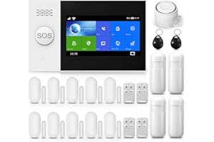 LWOHSI Sistema de Alarma para el hogar inalámbrico, Sistema de Seguridad Wi-Fi con Pantalla Completa inalámbrica de 4,3" Funciona con Alexa y Google para el hogar, apartamento