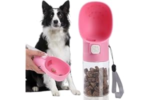 Colorday Handheld Dog Feeder Treat Dispenser with Built-in Clicker & Treat Pouch. for Training Walking Hiking Traveling. (6.7 OZ, Pink)