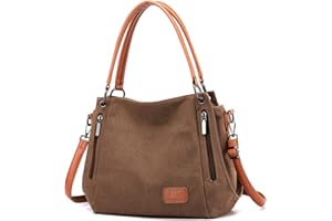 NICOLE & DORIS Sac a Main Femme Simple Fourre-Tout Sacs Toile Sacs portés épaule Grand Sac Bandouliere Sac avec Bandoulière réglable Hobo Sacs Shopping Voyage Marron