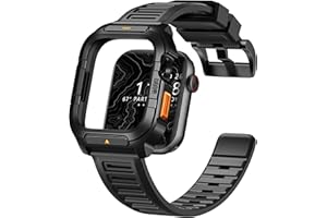 Bandletic R-Hülle Kompatibel mit Apple Watch Armband 45mm mit Schutzhülle für Apple Watch Series 9 8 7 Armband - Weiches Atmungsaktives Silikonband mit Robustem Metallgehäuse für iWatch Series 9 8 7