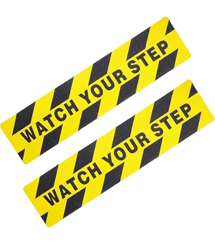 Warnschild 'Caution Mind The Step' – Selbstklebend, Schwarz/gelb, 300x400 Mm