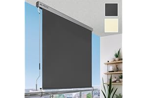 Sol Royal Store Vertical 140x250 cm MS5 Store - Brise-Vue de Balcon Robuste Manivelle Amovible Protection Solaire Hydrofuge Terrasse Balcon Jardin Store Vertical résistant aux intempéries Anthracite