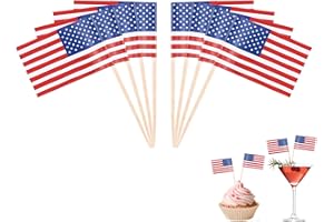 BFUZXY 100 palillos de dientes con bandera de Estados Unidos, decoración de países de noche, palillos de cóctel de Estados Unidos, decoración para cupcakes, pinchos de cóctel, brochetas de frutas, papel de