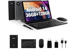 FASTWD 2024 Newest Tablette Tactile 10 Pouces Android 14 Tablette 5G WiFi 4G LTE,36GoRAM+128Go ROM,8000mAh,FHD1920*1200 incell,ID Visage,Tablette avec Clavier -Nero