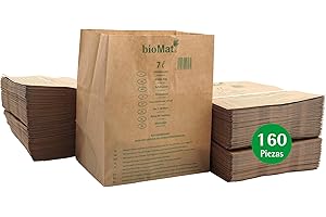 bioMat Bolsas de Papel Compostables 7l, 160 Bolsas de Papel Kraft para Basura Orgánica, Resistente a la Humedad, Fondo de Doble Capa