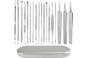 lulir Mitesserentferner & Blackhead Remover Kit – Rostfreier Edelstahl, Komedonenquetscher & Pinzette für Akne, inklusive tragbarer Aufbewahrung (18-teiliges)