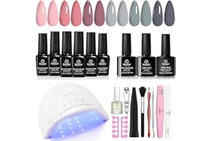 ‎BEETLES GEL POLISH Beetles Gelnägel Starterset Mit Uv-Licht 48 W Led-Nagellampe, 6 Farben Nude Grau Rosa Nägel Selber Machen Maniküre Soak-Off-Led Salon Diy Heimgeschenk Für Mädchen