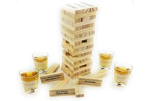 Bambelaa! Trinkspiel Partyspiel Wackelturm Drunken Tower inklusive Vier Trinkgläser ca. 4cl (Deutsche Version)