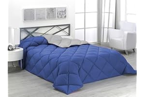 SABANALIA - Edredón nórdico de 400 g Reversible (Bicolor) | Relleno de Fibra Hueca Virgen Siliconada | Hipoalergénico | Válido para Cama de 90/105 cm (180x270), Color Azul y Gris Claro