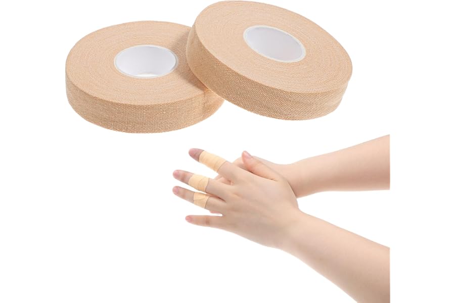 2 Rolls Extra Strong Adhesive Finger Tape, 0.6-Inch x 32-feet Athletic for Fingers, Hands & Toes - Skin-Friendly Sports for Climbing, Football (Skin Color)