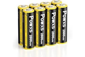 POWXS AA-Batterien Wiederaufladbar 2800mAh 8 Stück - AA Akku NIMH Selbstentladung Hohe Kapazität, 1,500 Zyklen 1,2v Geringe Ohne Memory Effekt Aufladbare Batterien
