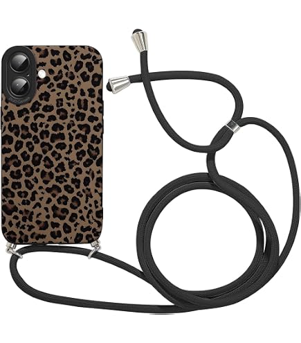 Coque IPhone 17 Pro Avec Cordon Léopard - Étui Transparent Silicone + PC, Collier Réglable, Protection Anti-Choc