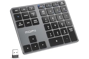 MOFII Bluetooth Number Pad for Laptop - Gray Wireless Numeric Keypad 35 Keys USB-C Rechargeable Numpad, Accounting Portable Financial Data 10 Key for Laptop/PC/Desktop/Notebook/Surface Pro
