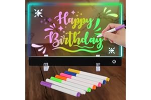 ROTKUSZ Lavagnetta in Acrilico con Luci LED 20x30cm, Lavagna a LED Luminosa, Con 7 Colori Penna e Supporto, Riutilizzabile Lavagnetta, Lavagna Luminosa per Disegnare, per Ufficio, Scuola, Casa, Caffè