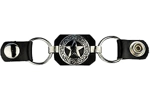 ‎IGUANA CUSTOM CLOTHES Iguana Custom Lederwestenverlängerung für Motorradfahrer mit Metalldekoration und Druckknöpfen Custom Chopper Bobber (Sheriff)