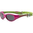 Real Kids Shades Explorer Flex Fit Removable Band with Polycarbonate Sunglasses (Lens 0 Plus, Cherry Pink/Lime Green)