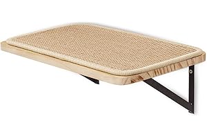 PELUOMOZ Katzen Kletterwand, Katzenwandmöbel mit Kratzmatte, Wandmontiertes Massivholz Schlafplattform für Klettern/Spielen/Schlafen