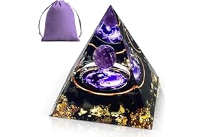 Obidodi Crystal Pyramid, Moonstone Crystal Ogan Chakra Energy Tower, Positive Energy Generator, Nature Reiki Chakra Crushed Stone Jewelry for Healing Meditation Chakra Balance (Amethyst)