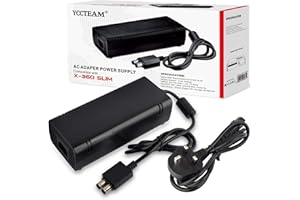 YCCTEAM Xbox 360 Slim Power Supply Brick,AC Adapter Power Cable Replacement Kit for Xbox 360 Slim 360 S Auto Voltage100-240V