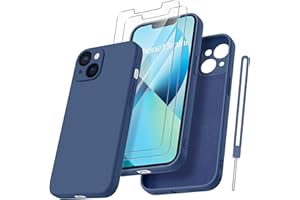 Qasyfanc Coque Protection Caméra pour iPhone 13 Mini avec 2 Pièces Verre Trempé, Housse de Protection Silicone Antichoc Doublure Microfibre Douce Ultra Fine Coque iPhone 13 Mini (JewelBlue)