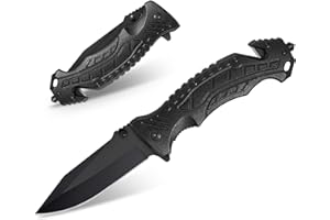 HONZIN Navaja Plegable 5 en 1 Cuchillo Multiusos Navaja de Bolsillo Cuchillo Plegable para Camping, Cuchillo plegable ordinario manual