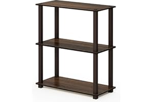 Furinno Libreria Bassa a 3 ripiani Walnut/Brown Tubo rettangolare