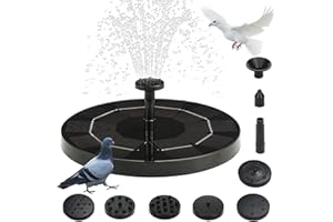 CIYIN Fuente Solar Jardin Exterior, 16 cm Monocristalino Fuente Solar, con 8 Boquillas, para Jardín, Estanque, Exterior, Baño de Pájaros, Recipiente para Peces