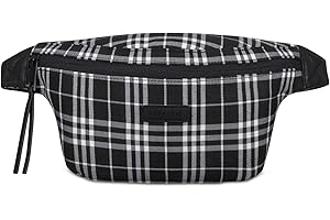 Sac Banane Femme Chèque Noir - Expatrié Sac Ville Lucie Fabriqué à Partir de Toile Robuste pour Loisirs & Festivals, Sacoche Ceinture Tendance Porté Croisé Petit Sac de Voyage Imperméable