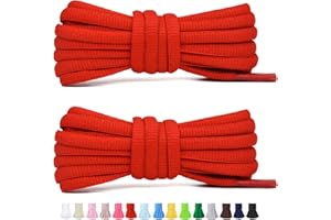 Stepace 1/4" Oval Athletic Shoelaces [2 Pairs] 39"-63" in 15 Colors Half Round Shoe Laces for Sneakers