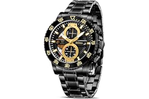 HANPOSH Mens Watches Chronograph Stainless Steel Watches for Men Waterproof Analog Quartz Watch Fashion Casual Business with Date Designer Wrist Watches